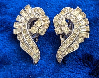 Vintage Jomaz Art Deco Rhinestone Earrings