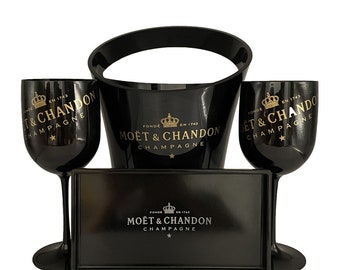 Vergelijken Permanent Grit Moet & Chandon 4 Piece Black Champagne 1 Ice Bucket 2 Goblets - Etsy