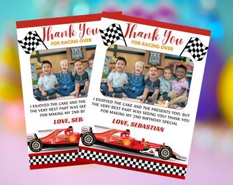 Race Car Thank You Cards, Photo Thank You Cards, Birthday Thank You Card, Sport Car Birthday Party Theme Cards,  Instant Download