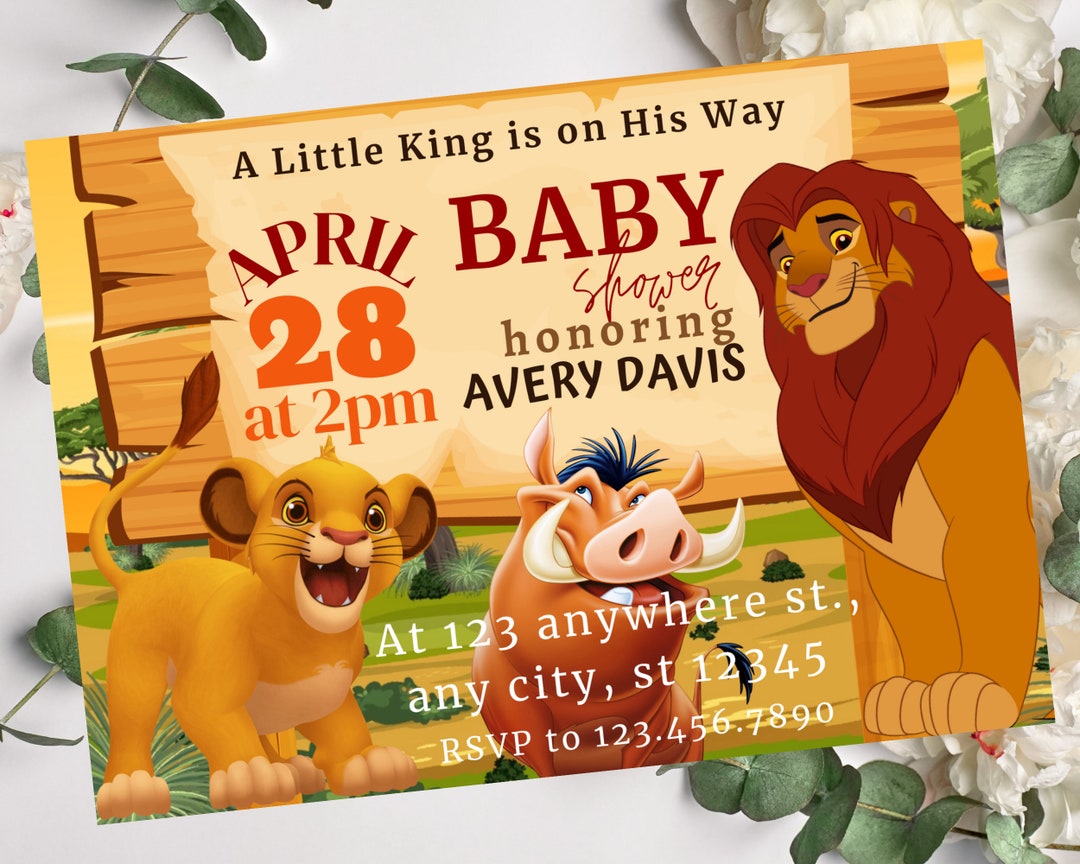 Lion King Baby Shower Invitation Safari Baby Shower Simba Etsy