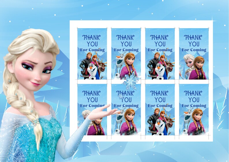 Printable Frozen Thank You Tags Birthday Favor Tags Elsa - Etsy