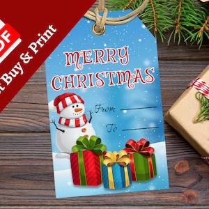 Printable Christmas Gift Tags for Kids, Christmas Tags With Snowman ...