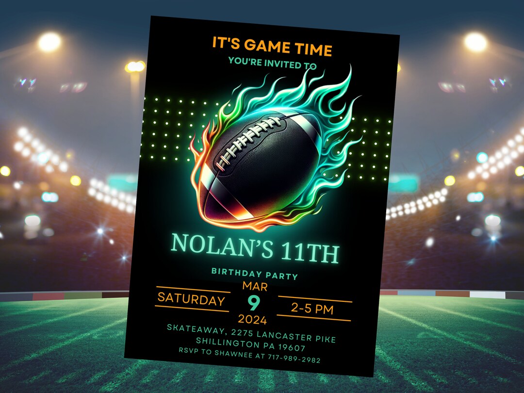 American Football Invitation, Birthday Invites, Sports Party Invite ...