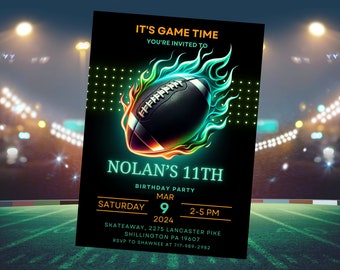 American Football Einladung, Geburtstagseinladungen, Sportparty einladen, Sport-Thema-Partyeinladung, Digitale Datei, Canva-Vorlage