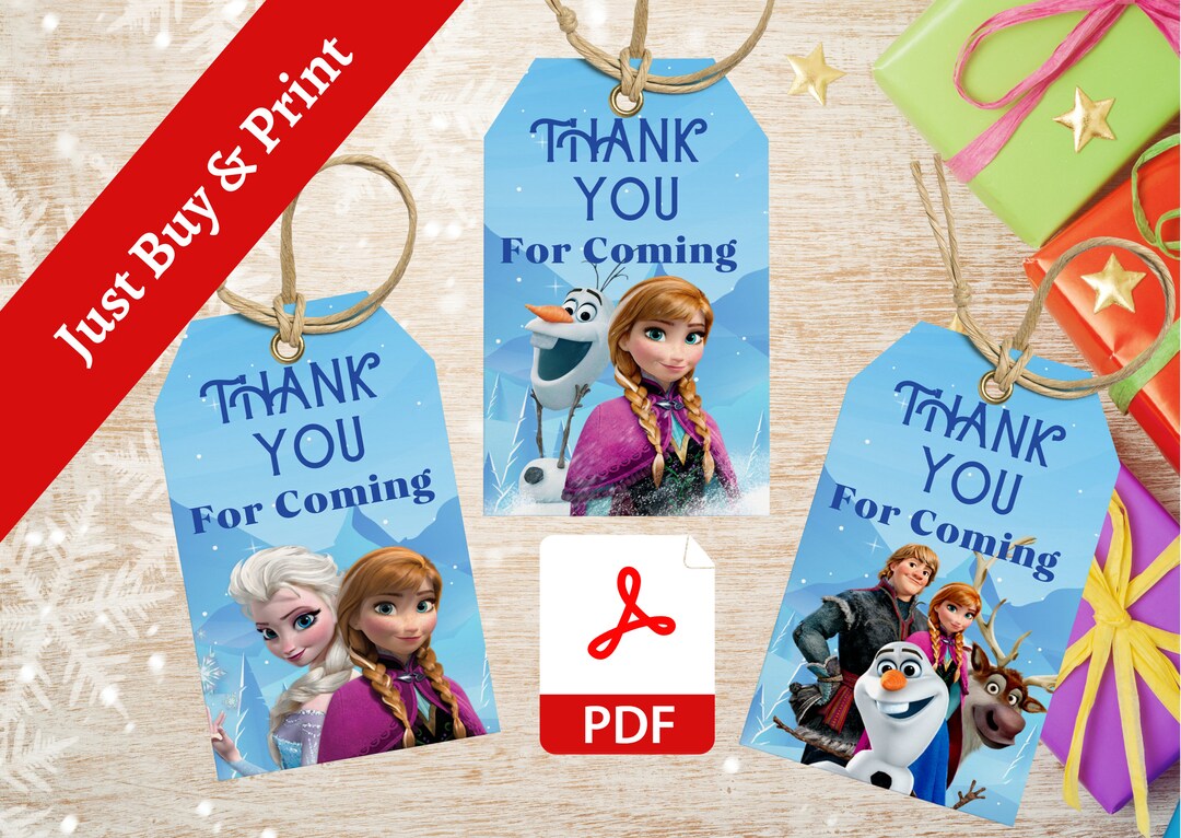 Printable Frozen Thank You Tags Birthday Favor Tags Elsa - Etsy