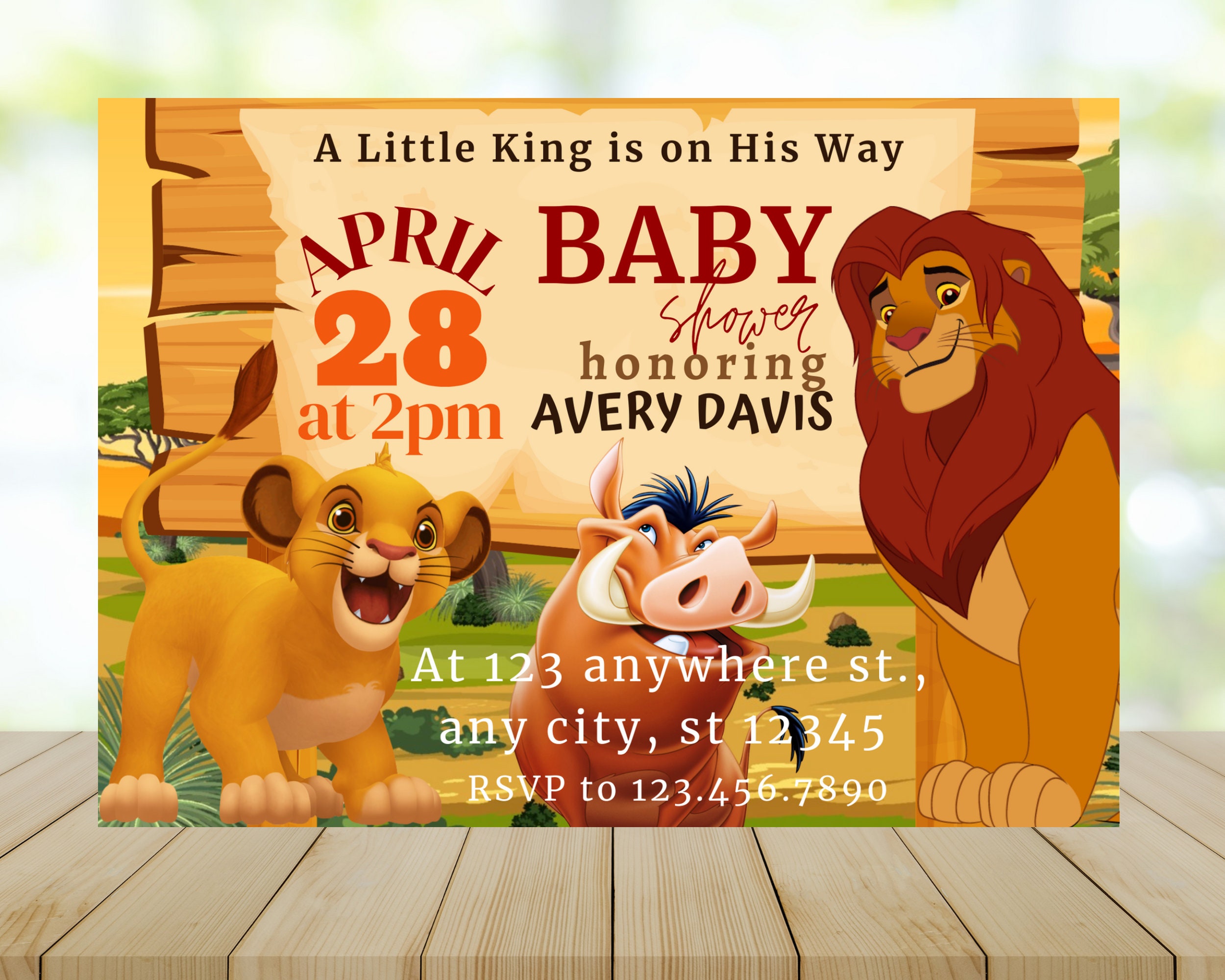 Lion King Baby Shower Invitation Safari Baby Shower Simba Etsy