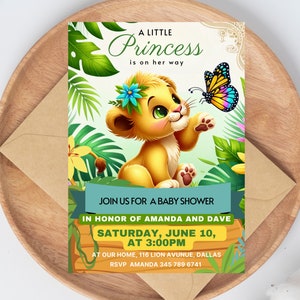 Lion Cub Baby Shower Invitation, Little Princess Baby Shower Invite ...