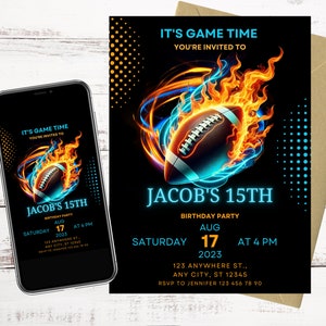 American Football Birthday Invitation Template / Football Party Invitation / Football Birthday Invite / Boys Party / Editable Canva Template