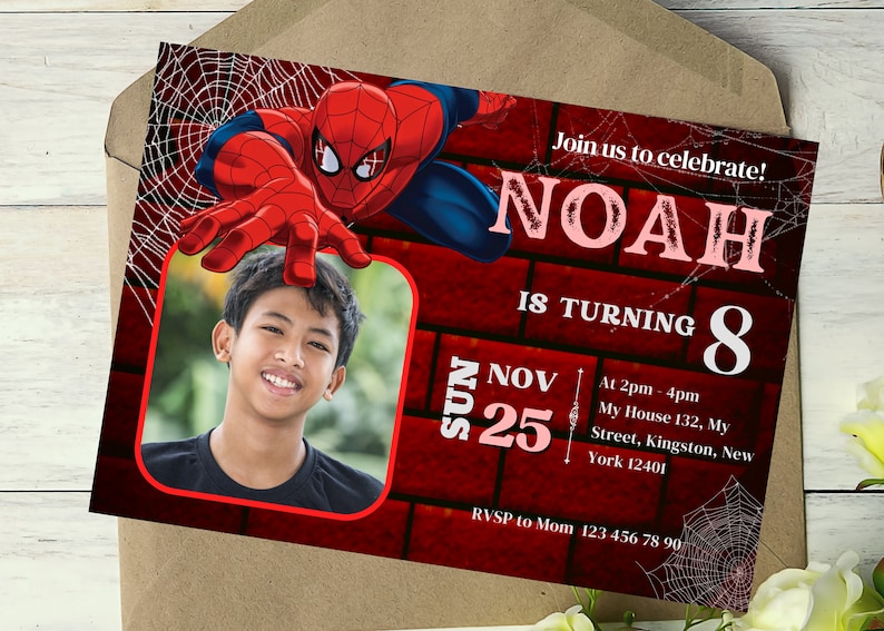 Spiderman Birthday Invitation Spiderman Birthday Invite Etsy