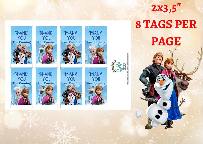 Printable Frozen Thank You Tags Birthday Favor Tags Elsa - Etsy