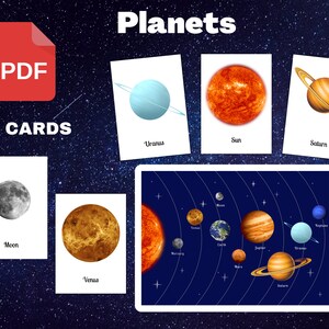 Cartes éducatives sur le système solaire, Cartes planétaires à imprimer, Cartes éducatives spatiales, Matériel pédagogique pour le préscolaire