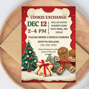 Editable Cookie Exchange Invitation, Cookie exchange Party template, Santa Cookies, Christmas Invite, Instant Download