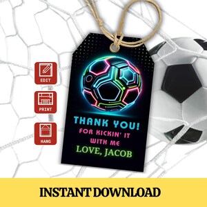 Soccer Birthday Favor Tags: Editable Thank You Labels (Digital Download)