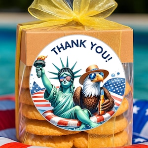 4th of July Thank You Tags Printable | Patriotic 3x3 Independence Day Gift Tags PDF | Editable Party Favor Labels for Instant Download