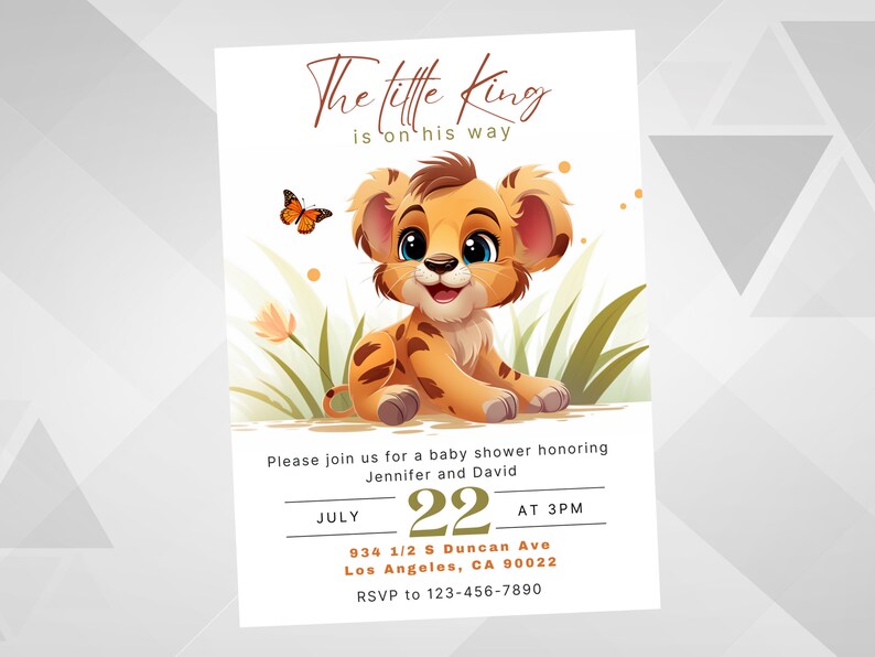 Lion King Baby Shower Invitation Template Printable Lion Baby - Etsy