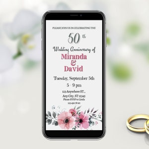 50 Anniversary Invitation, Instant Download, Mobile Invite, Edit Yourself & Send Today