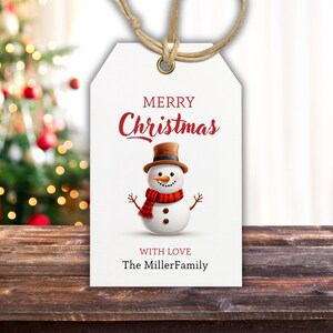 Snowman Christmas Gift Tag Template, Printable Holiday Favor Tag, Editable School Tag, Canva Template Instant Download