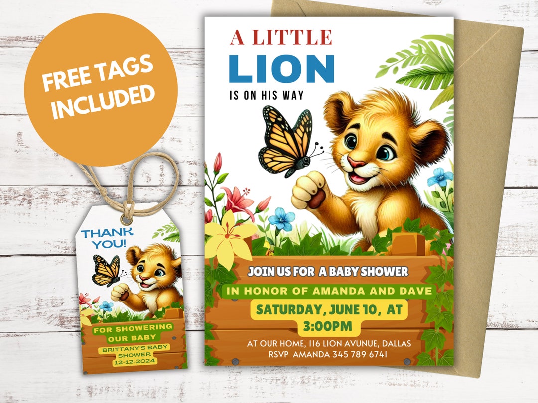 Lion King Baby Shower Invitation, Boy Baby Shower Invite, Safari Lion ...