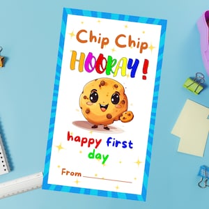 Chip Chip Hooray Cookie Tags: First Day of School Printable (A4 Sheet, 2x3.5 inch)