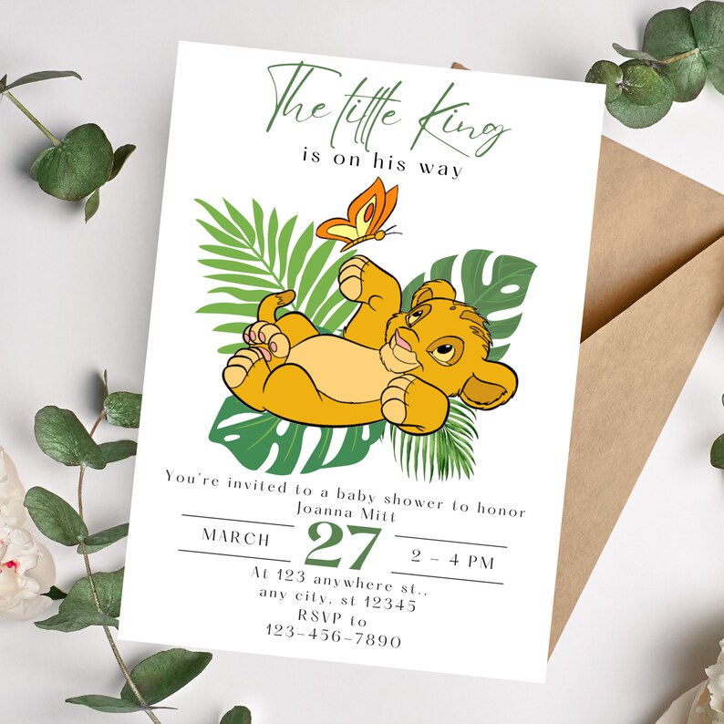 Lion King Baby Shower Invitation Template Baby Simba Baby Etsy Australia