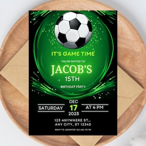 Editable Soccer Birthday Invitation: Canva Football Party (Digital Download)