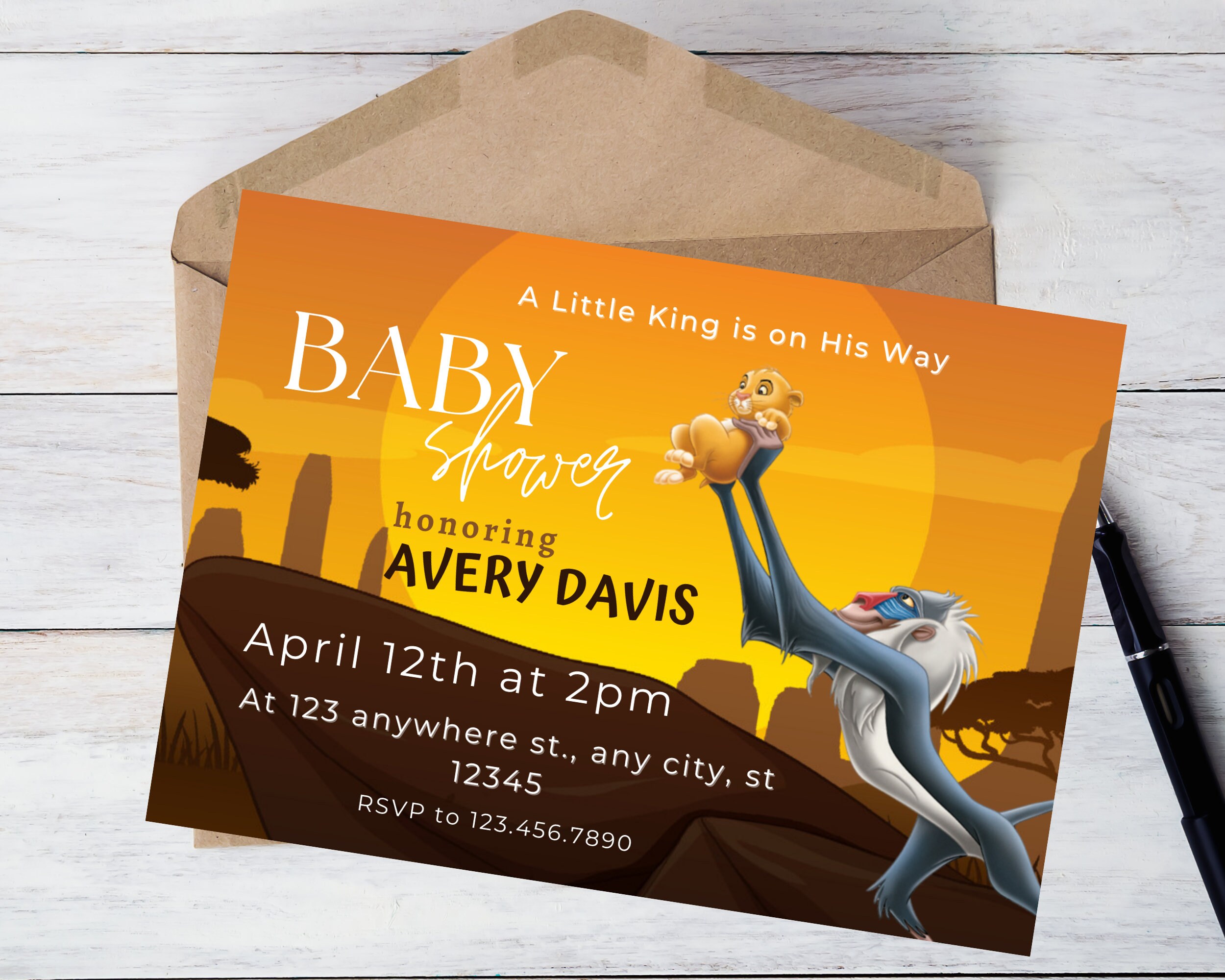Lion King Baby Shower Invitations