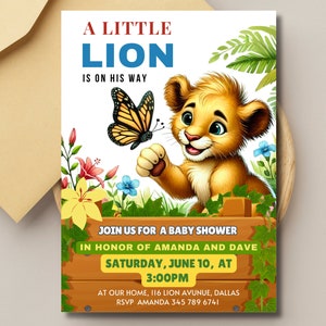 Lion King Baby Shower Invitation, Boy Baby Shower Invite, Safari Lion ...