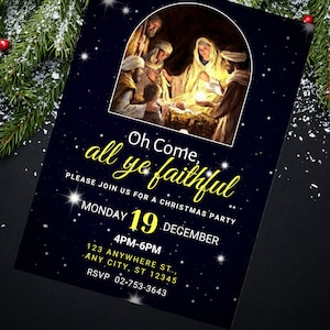Faire-part de Noël pour la Nativité : invitation à une fête religieuse (modèle de toile)