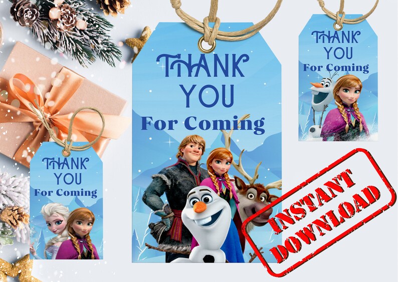 Printable Frozen Thank You Tags Birthday Favor Tags Elsa - Etsy