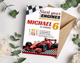 Race Car Birthday Invitation Sport Race Car Invite, Boys Invitation, Car Birthday Invitation, INSTANT DOWNLOAD