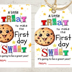 First Day of School Cookie Treat Tag: Printable Gift Tag (PDF)