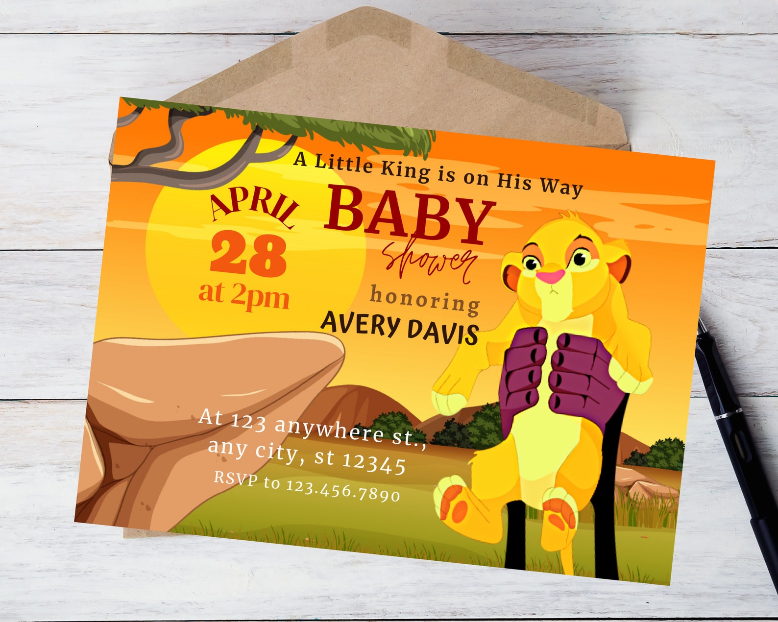 The Lion King Baby Shower Invitation Baby Shower Invite Lion Etsy