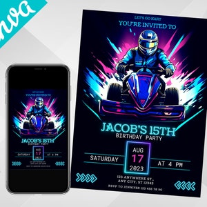 Go Kart Birthday Invitation Editable Go Kart Party Invite for boys / Cars Racing Invitation / Instant Download / Editable Template