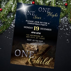 Invitación religiosa de Navidad, invitación a fiesta de Navidad, invitación de Navidad de la Natividad, invitación religiosa imprimible