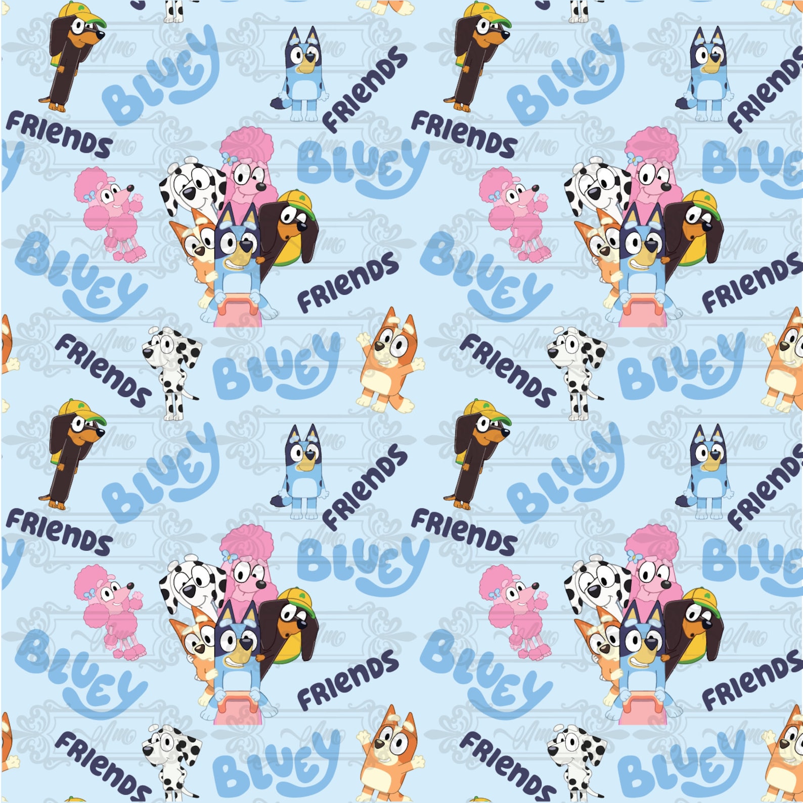 Bluey Seamless Pattern 2 Etsy