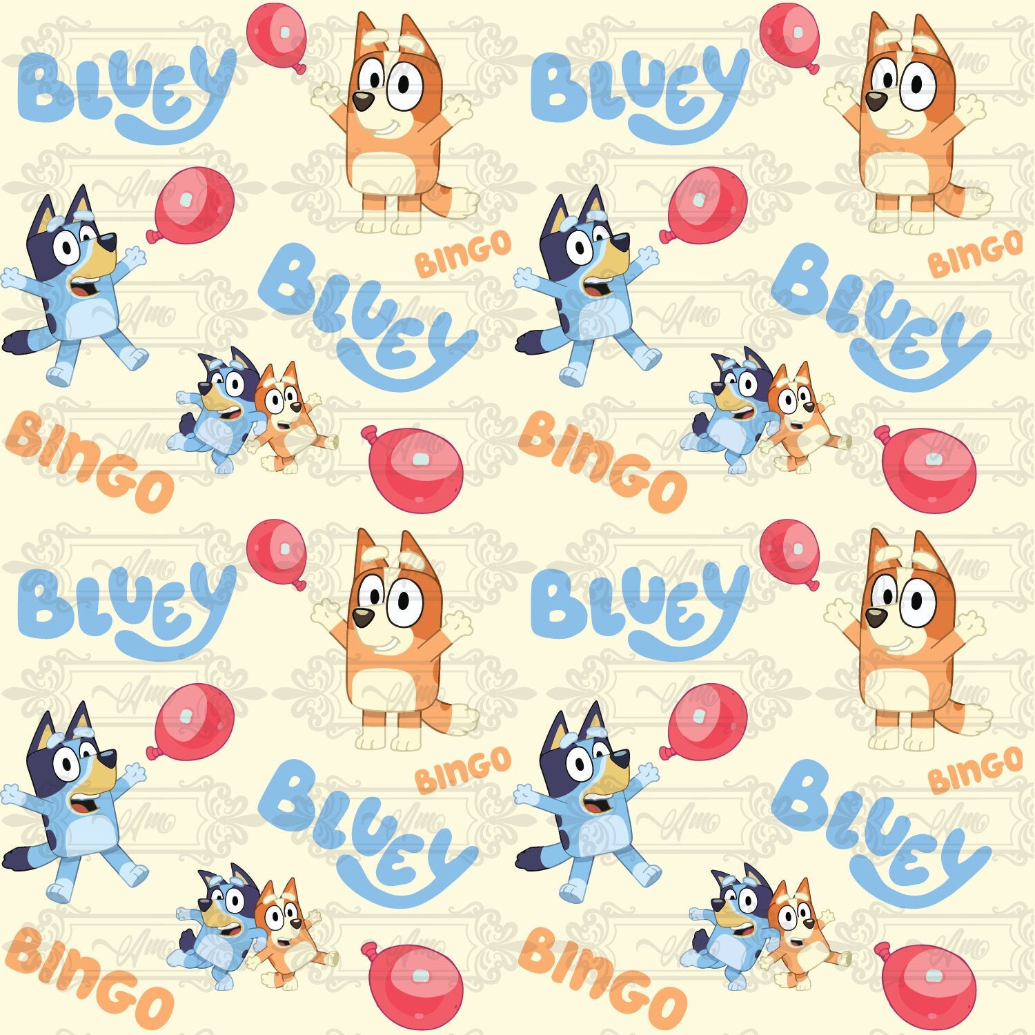 Bluey / Seamless Pattern 3 / Kids Print /digital Paper Etsy