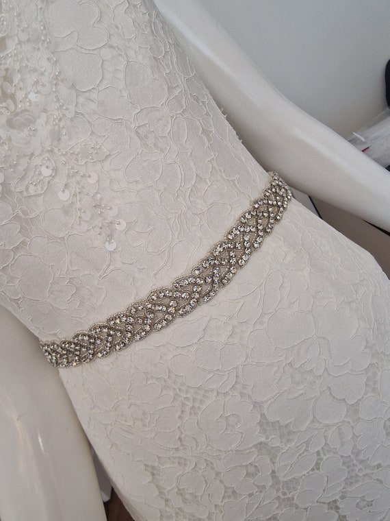 beaded belt for evening dress Thin Pearl Bridal Belt, Wedding Dress Belt, Pearl Bridal Sash Belt in White  or Ivory CEN0018