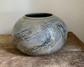 Blue Grey Moon Vase // clay vase, pottery vase, flower vase, handmade pottery, wheel thrown pottery, flowers