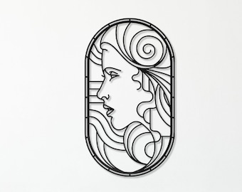 Metal Woman Line Art: Modern Home Decor Figure