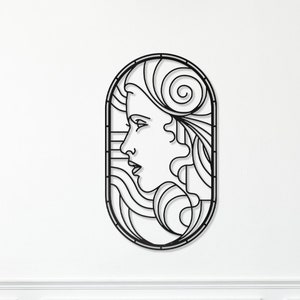 Metal Woman Line Art: Modern Home Decor Figure