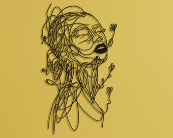 Woman Line Art: Metal Wall Decor Figure