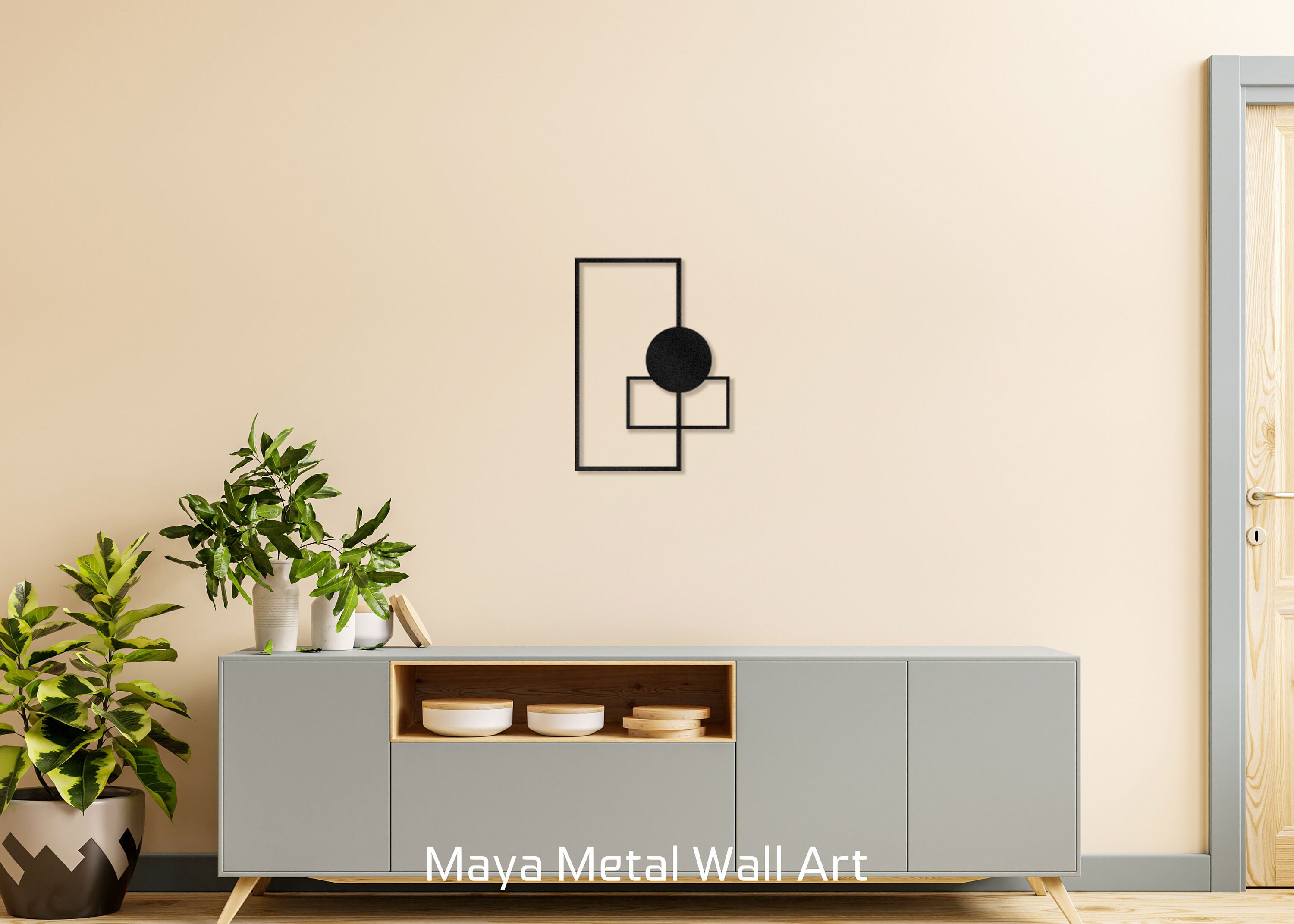 Modern Geometric Metal Wall Art: Abstract Home Decor - Etsy