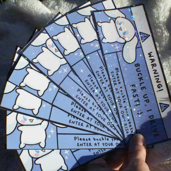 Cute white bunny car warning sticker