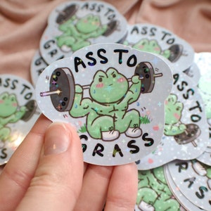 ASS TO GRASS Buff Frog Gym Sticker - Etsy