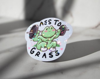 ASS TO GRASS buff frog gym sticker