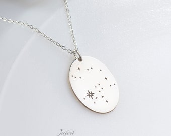 925 Sterling Silver Zodiac Necklace: Custom Constellation Star Map Pendant