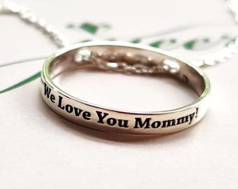 Personalised Hidden Message Ring Necklace: 925k Sterling Silver