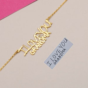 Joyería personalizada con escritura a mano, collar con firma, regalo personalizado para mamá, plata de ley 925, collar de oro macizo de 14 quilates