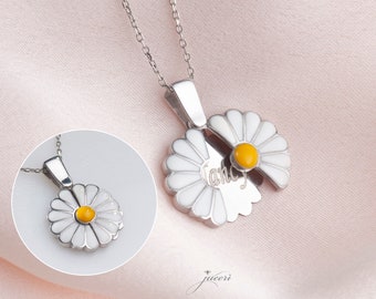 Custom Secret Message Daisy Necklace, Minimal Personalised Hidden Name Choker, Locked Name Pendant, Flower Necklace for her, Birthday Gift