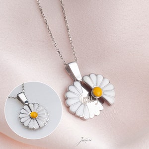 Custom Secret Message Daisy Necklace, Minimal Personalised Hidden Name Choker, Locked Name Pendant, Flower Necklace for her, Birthday Gift